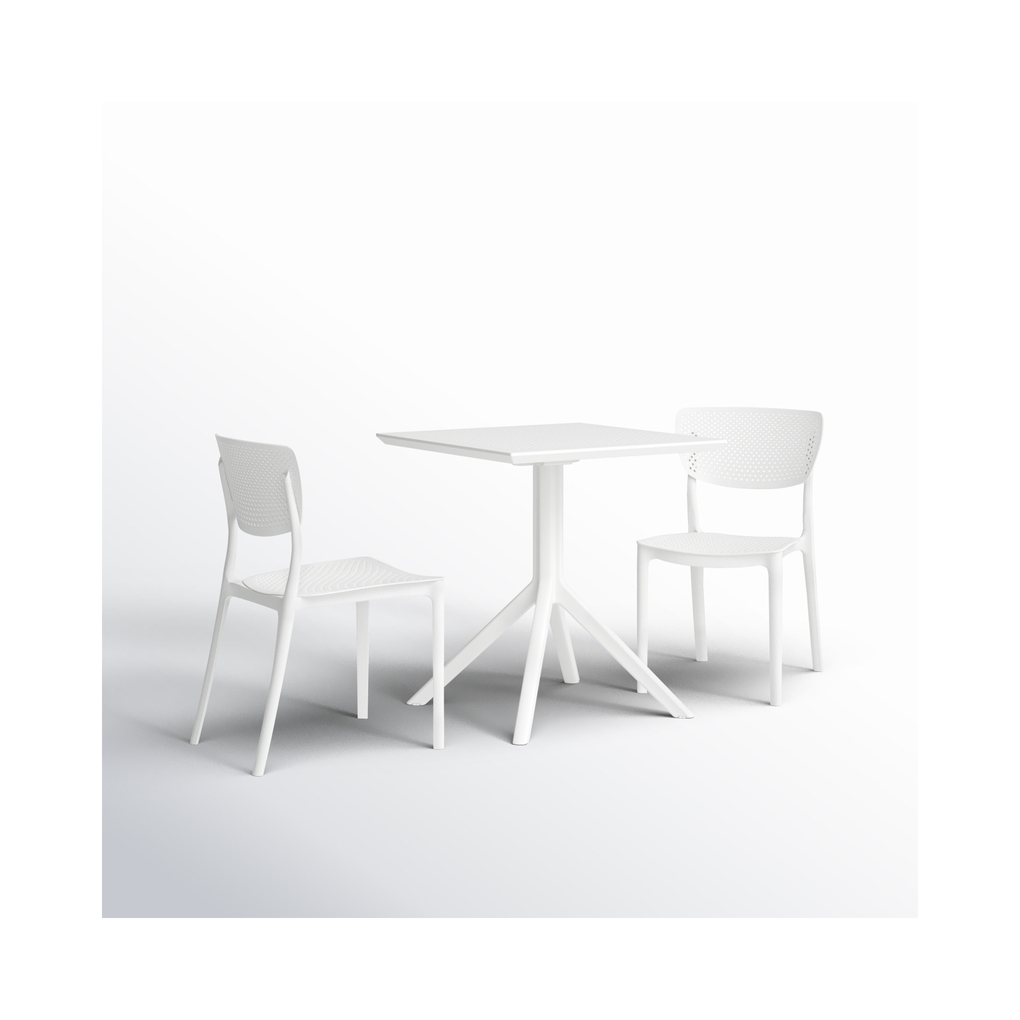 Farrah 31" Square 2-Person Bistro Set, White, 27.5" D x 27.5" W x 29.5" H