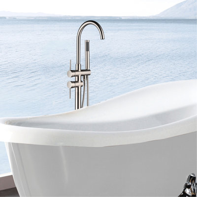 Robinet de baignoire autoportant moderne avec douche à main et robinet de baignoire écoénergétique au design élégant
