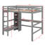 Lit double surélevé en bois pleine grandeur avec espace de travail et tablettes polyvalentes-1631575527