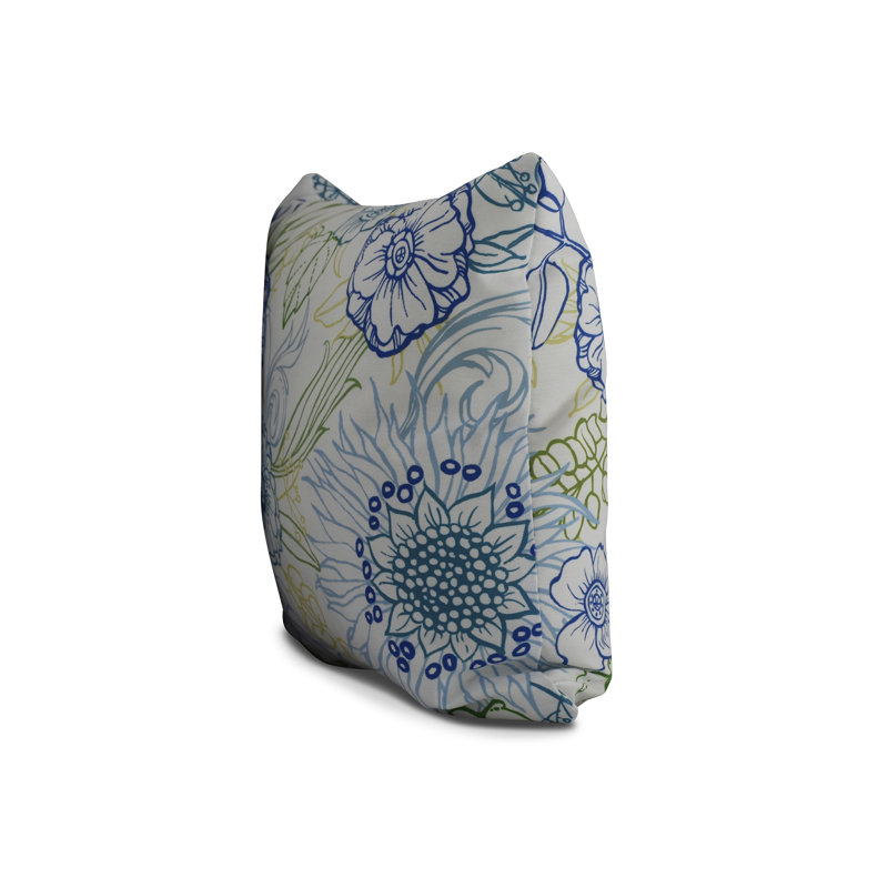 Cuban Flare Bear Cotton Square Pillow Cover and Insert, Blue, 16" x 16"