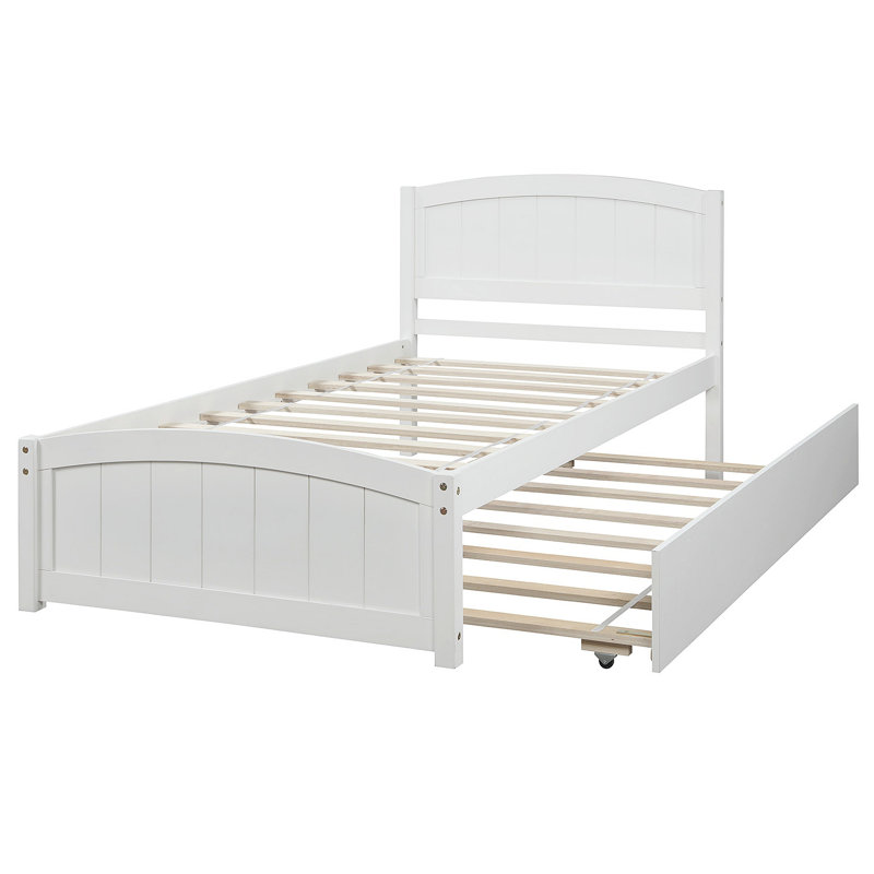 Lit plateforme avec lit gigogne, Blanc