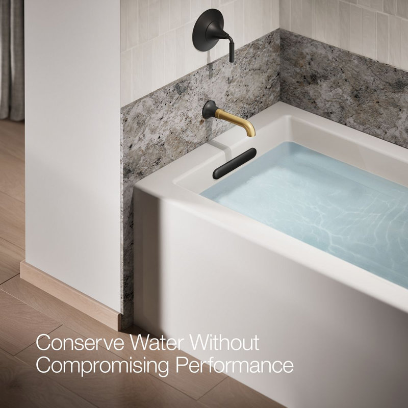 Tone Wall-Mount Non-Diverter Bath Spout, Matte Black/Moderne Brass