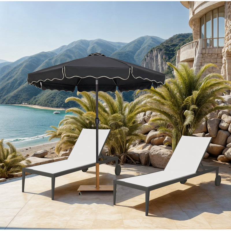 Ensemble de parasol en aluminium avec passepoil Amalfi