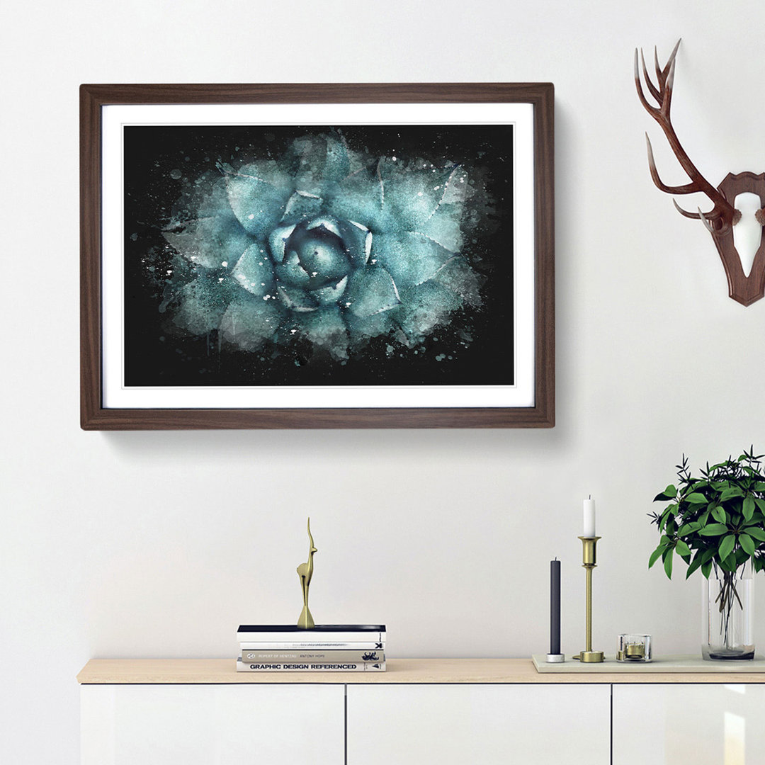 Centre of a Green Succulent Plant - Framed Print
