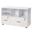 2 Drawer Wooden File Cabinet, Mobile Filing Cabinet with Open Shelves, Lockable Lateral Rolling File Storage with Adjustable Shelves, Free Standing Printer Stand for Home Office School, White