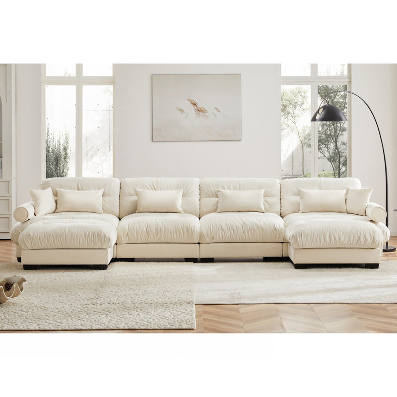 Canapé modulaire en U, canapé en nuage avec repose-pieds mobile, canapé confortable, 34.99'' H X 165.98'' W X 61.82'' D