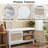 Bohemian Rattan Storage Bench with Cushion Seat Wooden Shoe Cabinet Bench for Entryway Hallway-2135780350