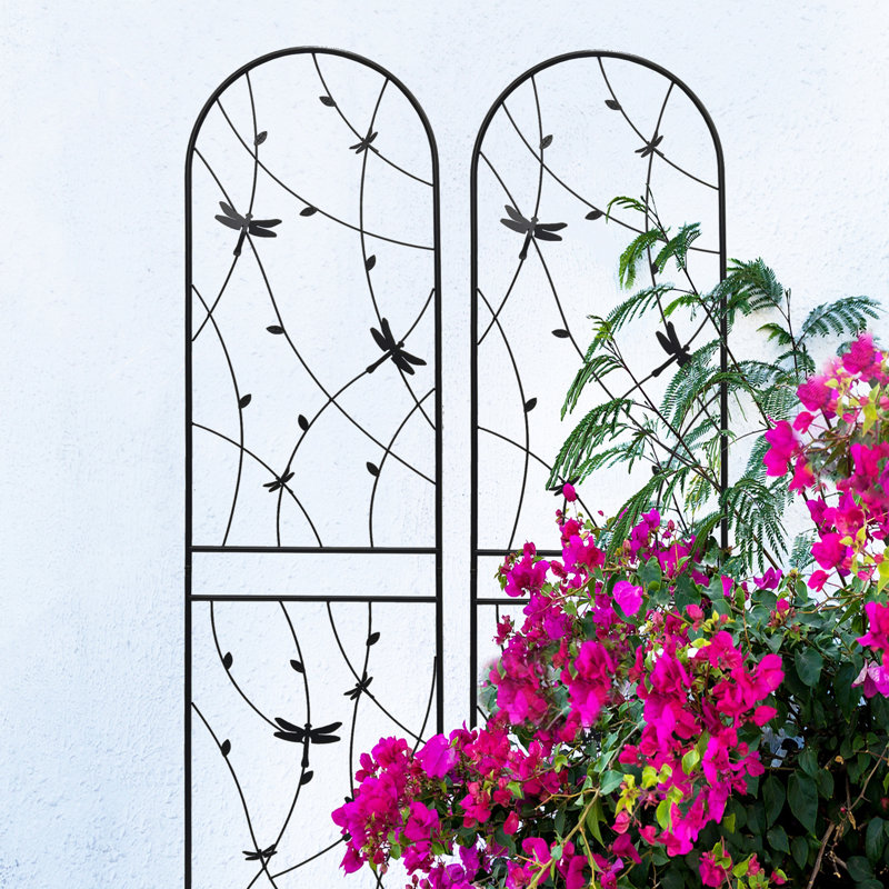 4 treillis de jardin en métal 86,7 po x 19,7 po, support de fleurs extérieur antirouille, noir, installation rapide et facile pour les plantes grimpantes Paquet de 4 treillis 86,7 po x 19,7 po, entretien, pratique pour assembler les fleurs
