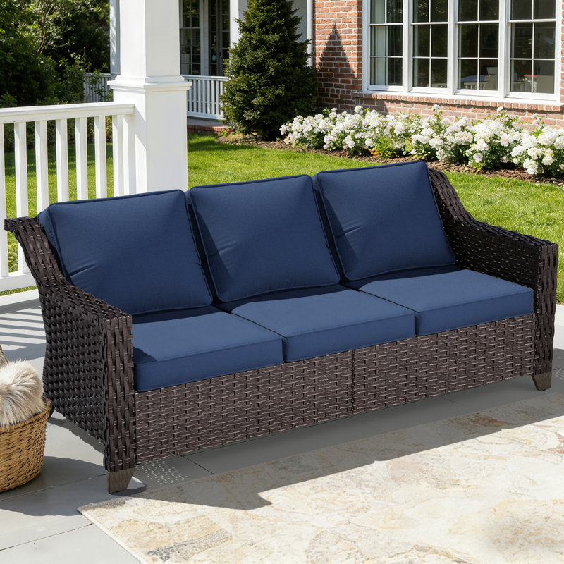 Canapé d'extérieur avec coussins 76,77 po Rivendell, Bleu