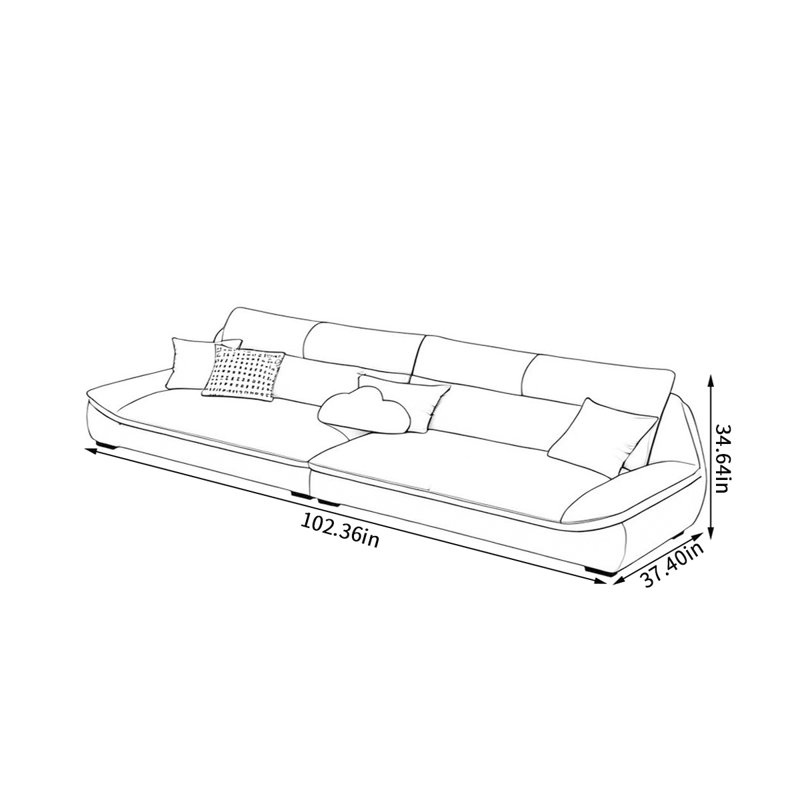 Canapé moderne et confortable, H 34,64 po x l 102,36 po x P 37,4 po, 4