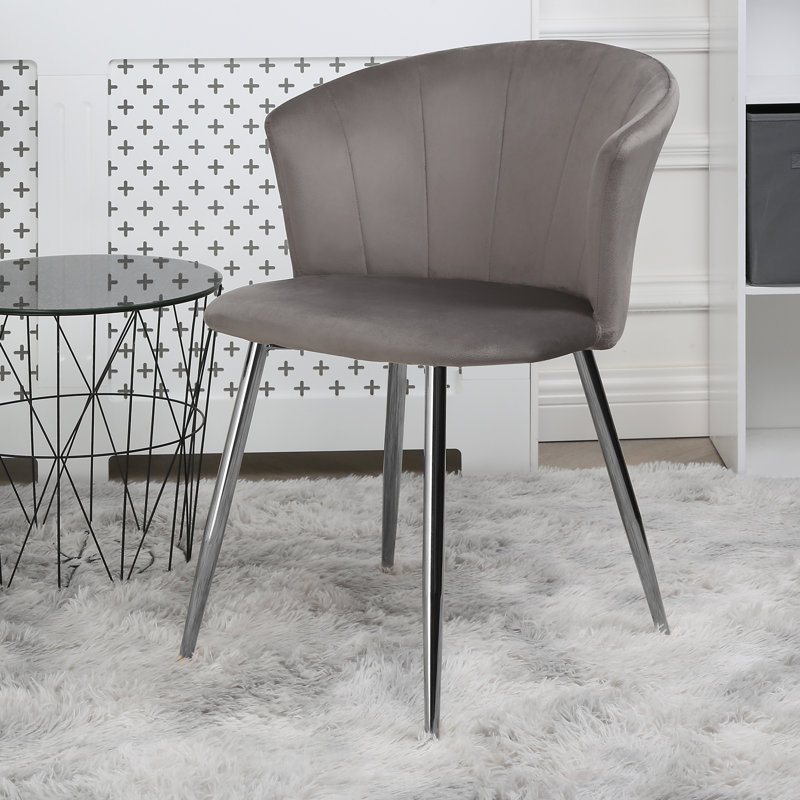 Justen 47cm H Upholstered Windsor Back Side Chair, Silver, Grey, 1