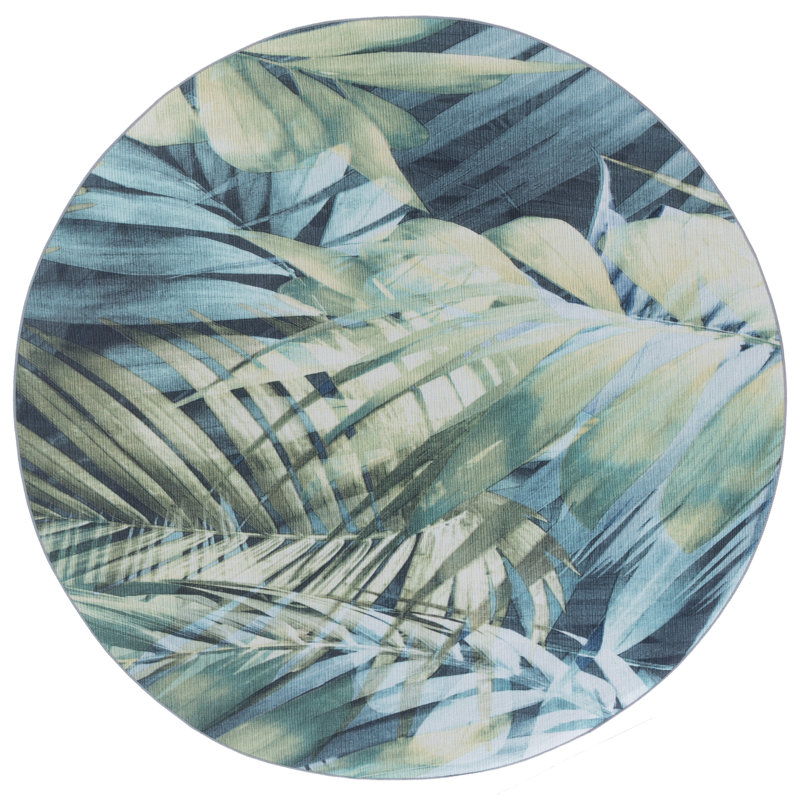 Berdyne Performance Machine Washable Floral Rug, Round 6'