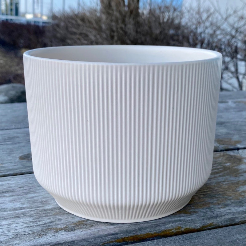 Matte White Tight Ribbed Planter