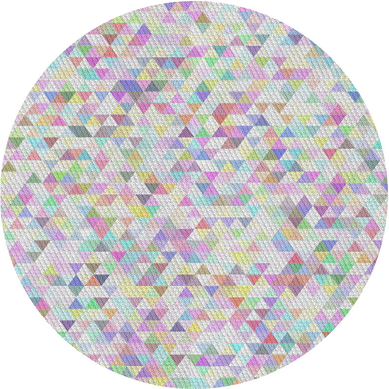 Tapis géométrique vert mer / jaune, Rond 4 pi