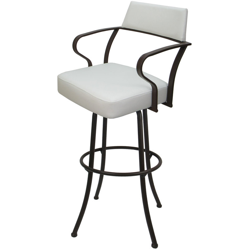 Tabouret pivotant très grand 34,00 po Jabria, Blanc, Brun