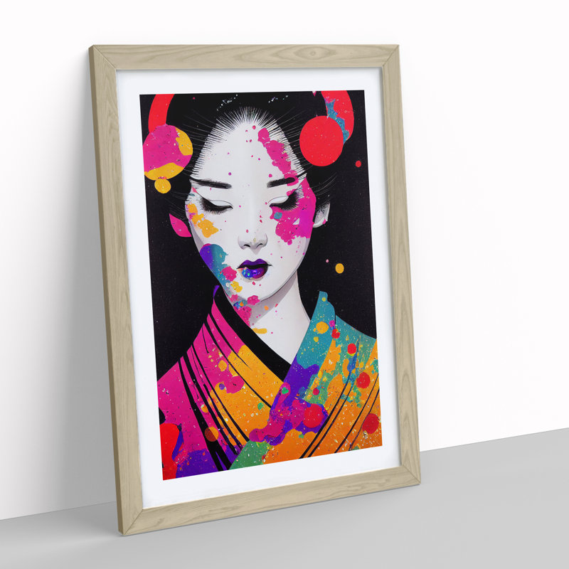 Geisha No.5 - Framed Print, 34cm H x 25cm W x 2cm D, Oak