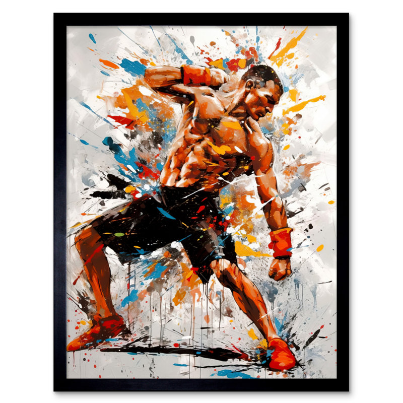 Ayward Mial Kickboxer Athlete Splat Single Picture Frame Wall Art