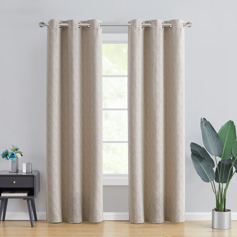 Ensemble de rideaux 2 pièces Galene Lustrous Leaf Jacquard, L 38 po x L 84 po, Taupe