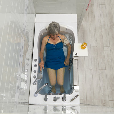 Ella Royal 32"x52" Acrylic Air and Hydro Massage and Heated Seat Walk-In Bathtub with Left Inward Swing Door, 5 Piece Fast Fill Faucet, 2" Dual Drain