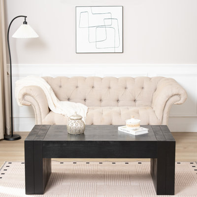 Table basse en bois, table centrale en bois d'ingénierie avec finition solide, table basse moderne de style campagnard
