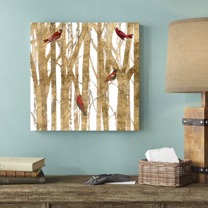 «Red Bird Christmas II» par Studio W - reproduction sur toile tendue, H 20 po x l 20 po