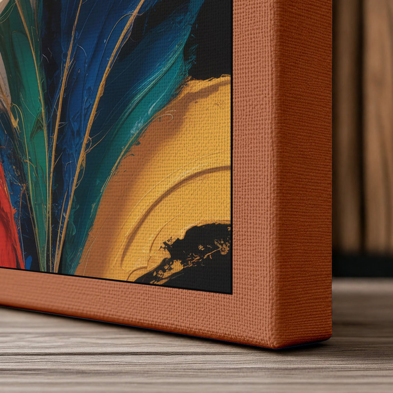 Golden Bloom Art Deco - Wrapped Canvas, 30x20 - 76.2 x 50.8 cm, Terracotta Border