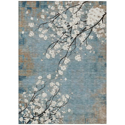 Machine Washable Indoor/Outdoor Boruta ACN2248 Floral Rug