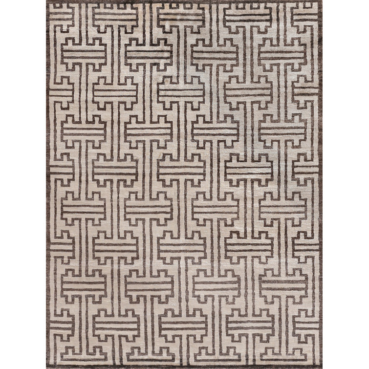 Bamboo Silk Wool Geometric Area Rug