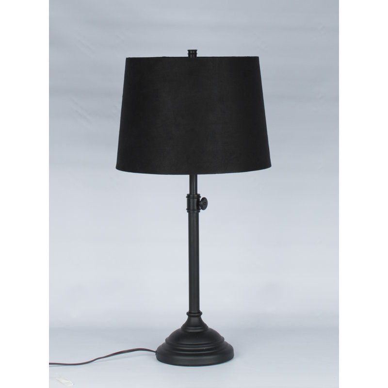 Caitlynne Metal Table Lamp, Black Suede, Black