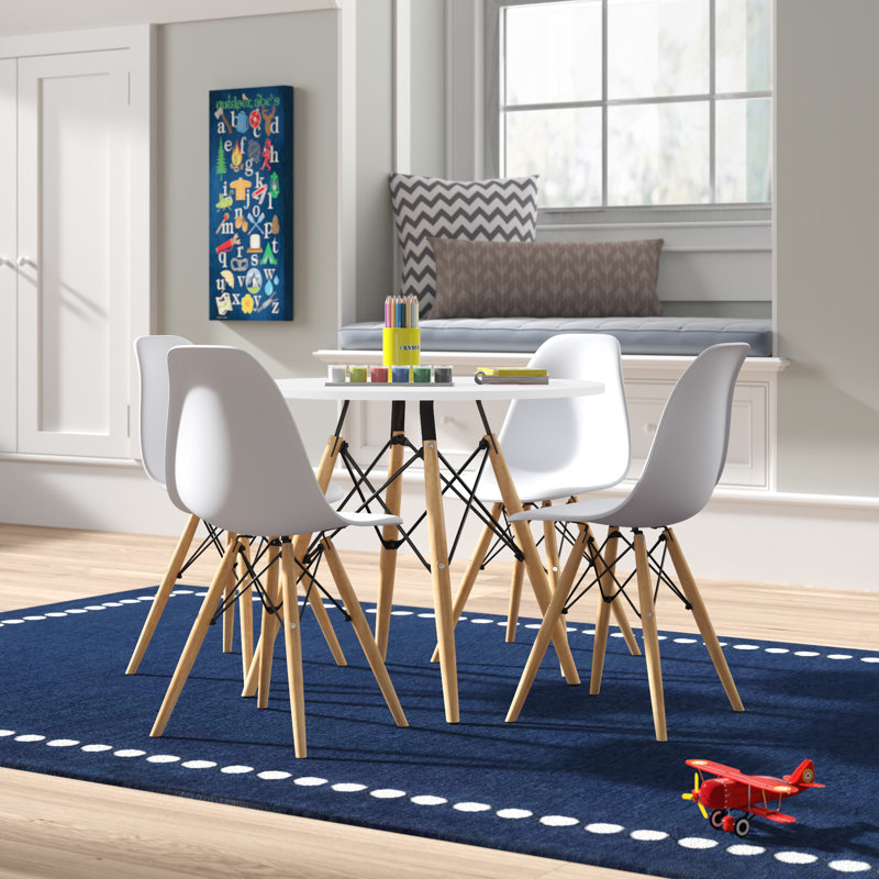 Ensemble de table de jeu et de chaises pour enfants Cannady, Blanc / Naturel