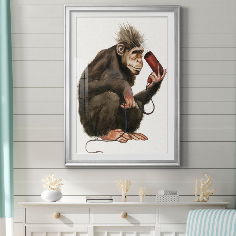 «Bath Animals I», reproduction d'art sur papier encadré, Papier avec cadre argenté, H 22,5 po x l 30,5 po x P 1,5 po