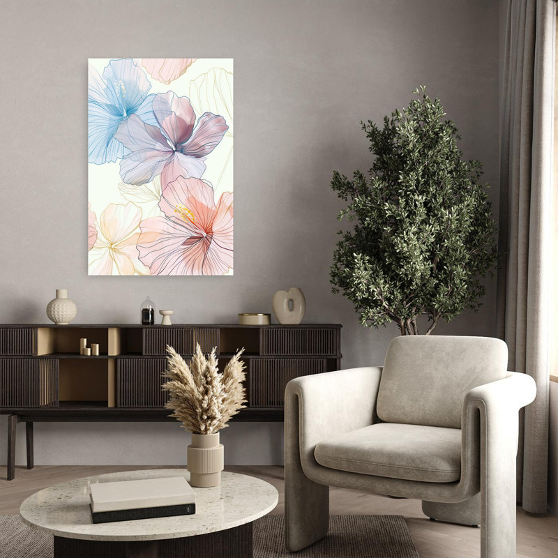 Hibiscus éthéré pastel abstrait hibiscus éthéré délicat, 36" H x 24" W