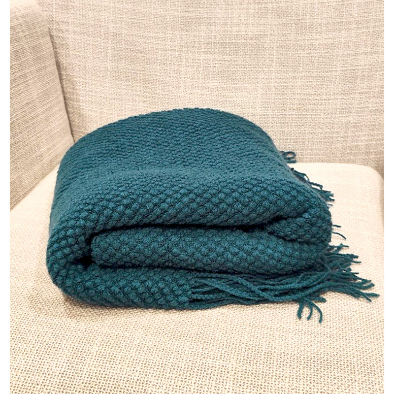 Knitted Throw Blanket, Teal