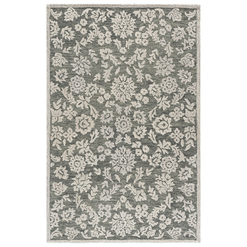 Blossom Hand Tufted Wool;Cotton Damask Indoor Rug, 5'-0" X 8'-0" Rectangle