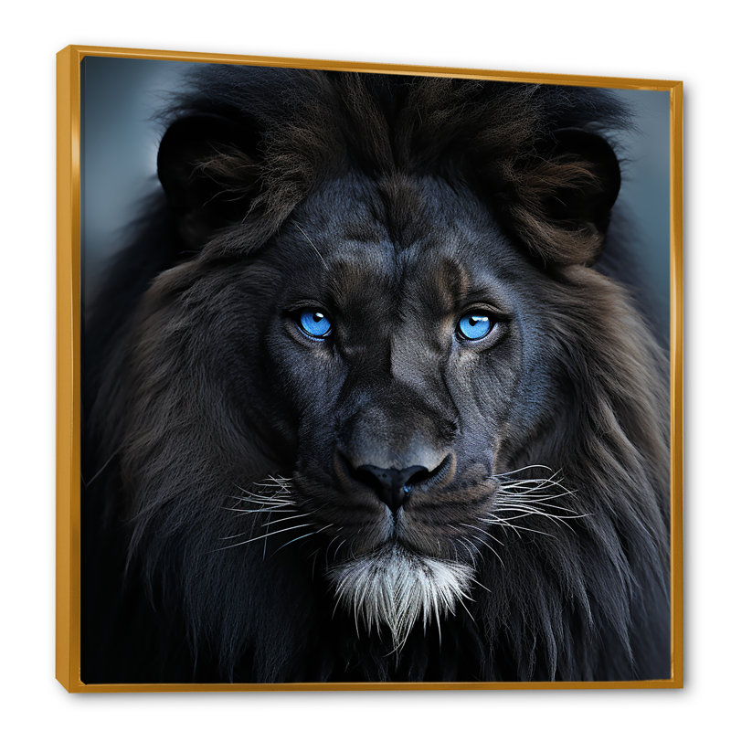 Midnight Lion - Lion Animal Wall Decor, Gold Floater Framed, 30" H x 30" W