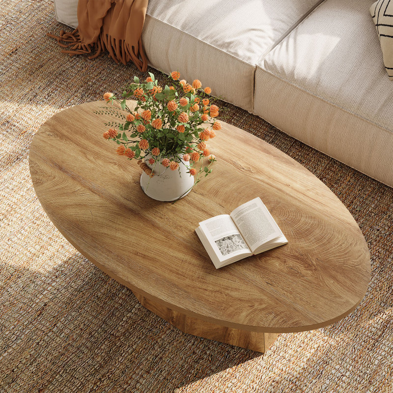 Table basse ovale 47 po, table d'appoint Farmhouse, Naturel