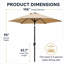 Parasol de marché 9 pi avec bouton-poussoir inclinable et manivelle, brun clair-410976607