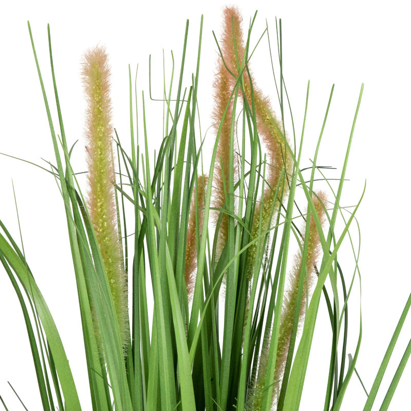 24'' Green Artificial Onion Grass Plant in Beige Pot