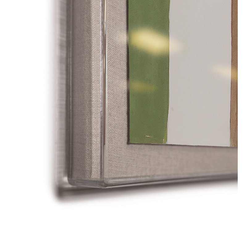 Green Brown Stripes Print by Paule Marrot, 44" H x 56" W x 1.25" D, Acrylic Box