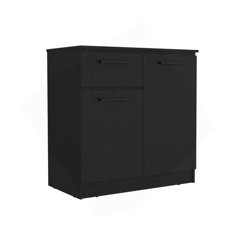 Dresser With 2-Door And Single Drawer, Black