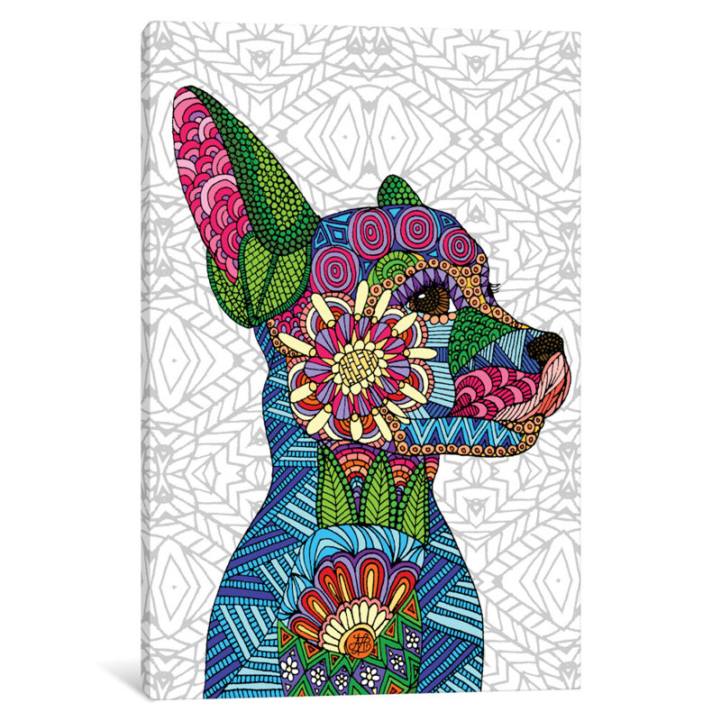 Chiot folk art, impression sur toile tendue, H 26 po x l 18 po x P 1,5 po