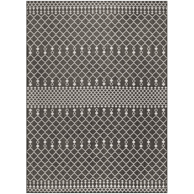 Robbs Rectangle Indoor/Outdoor Area Rug, Rectangle 9' x 12', Black