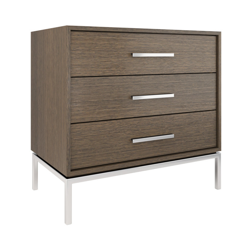 Rift White Oak Three-Drawer Single Bath Vanity, Smoked Modern, Polished Chrome, 36"