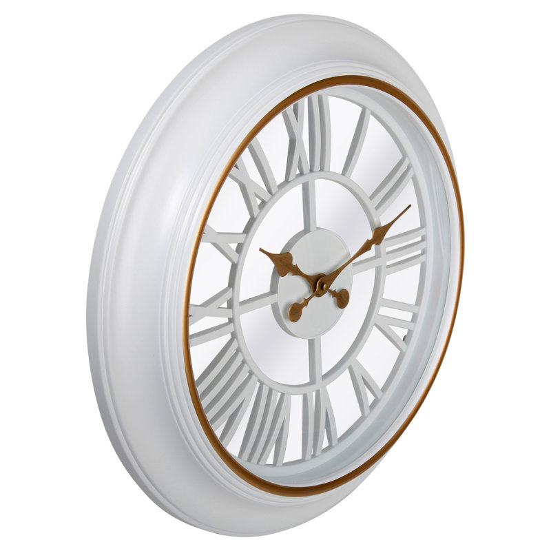 White and Gold 18" Traditional Roman Numeral Wall Clock