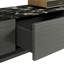 Meuble télé 70,8 po avec plateau en faux marbre noir asymétrique et rangement multi-tiroirs 300 LBS pour meuble télé avec téléviseur de 75 po ou plus