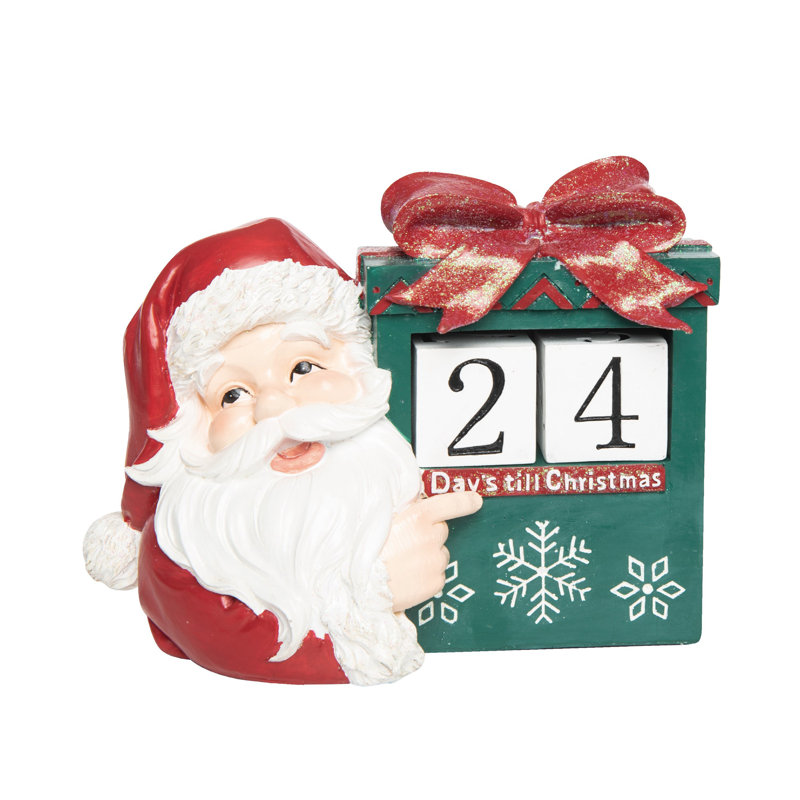 The Holiday Aisle® Resin 10 In. Multicoloured Christmas Santa Countdown With Blocks Set Of 3