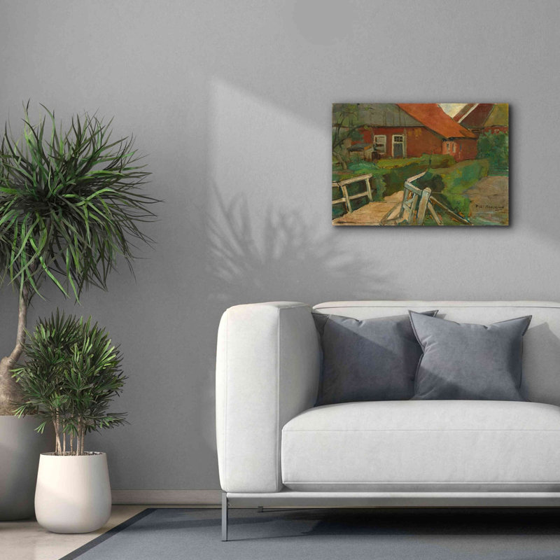 «Farm Building With Bridge, 1899» par Piet Mondrian, estampe numérique sur toile, H 18 po x l 26 po x P 0,75 po