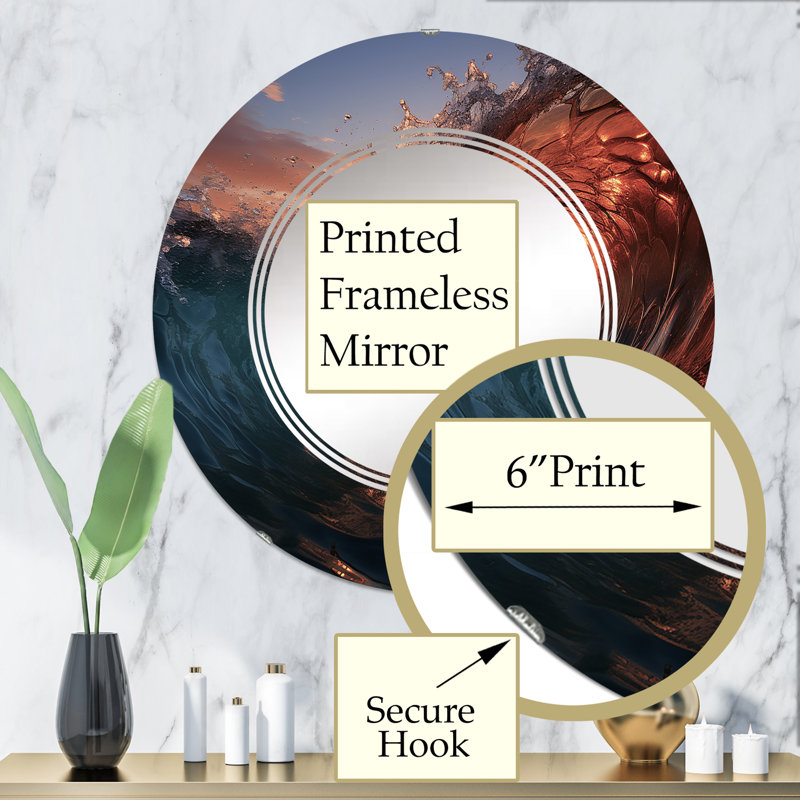 Edirne - Miroir mural Coastal Waves, 32 po x 32 po