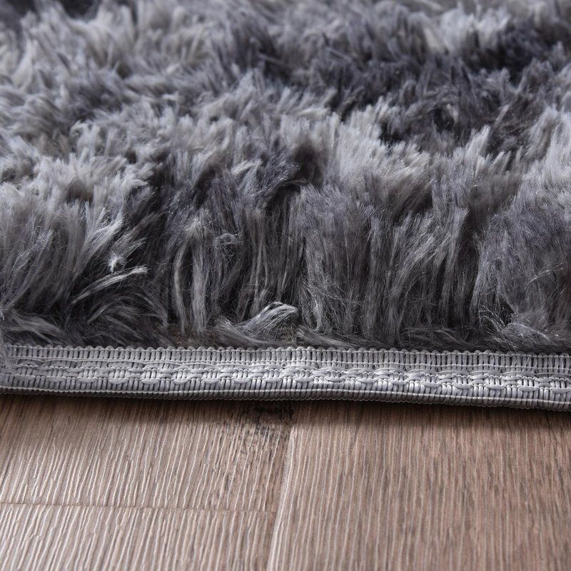 Tapis gris à poils longs Christianne, Carré 5 pi