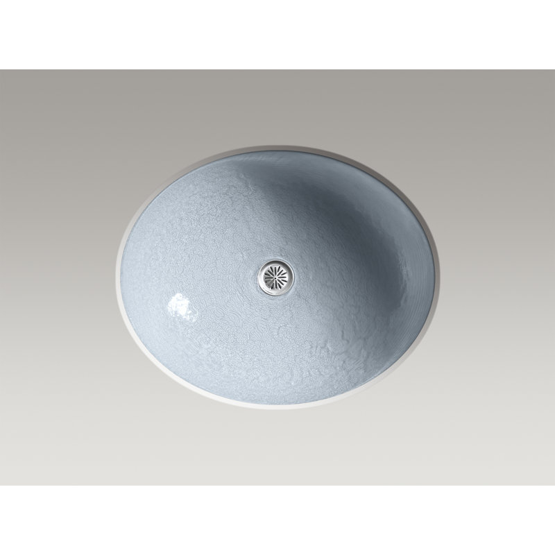 Whist Oval Glass Undermount Bathroom Sink, Translucent Dew